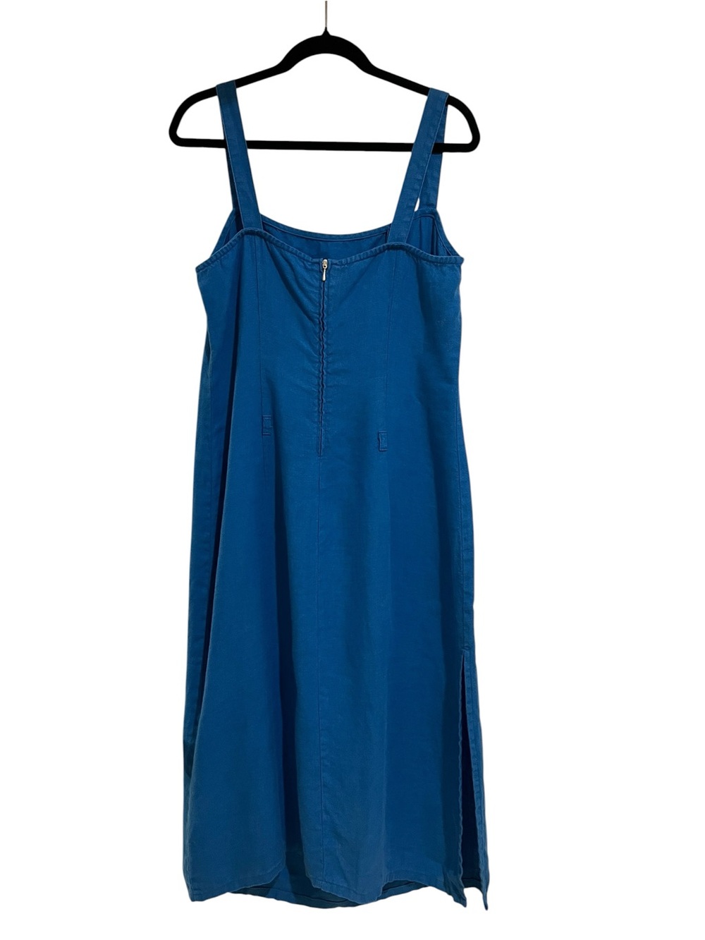 United Colors of Benetton 100% Linen Blue Casual Square Neck Midi Dress-L - Picture 2 of 7